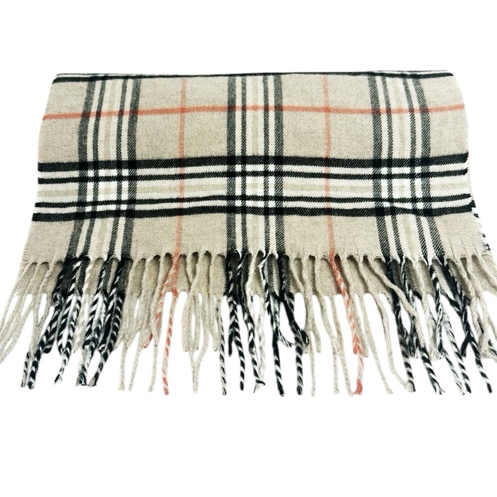 V.FRAAS Cashmink Scarf From Germany Taupe/Black/Pink 13 1/4”x73”